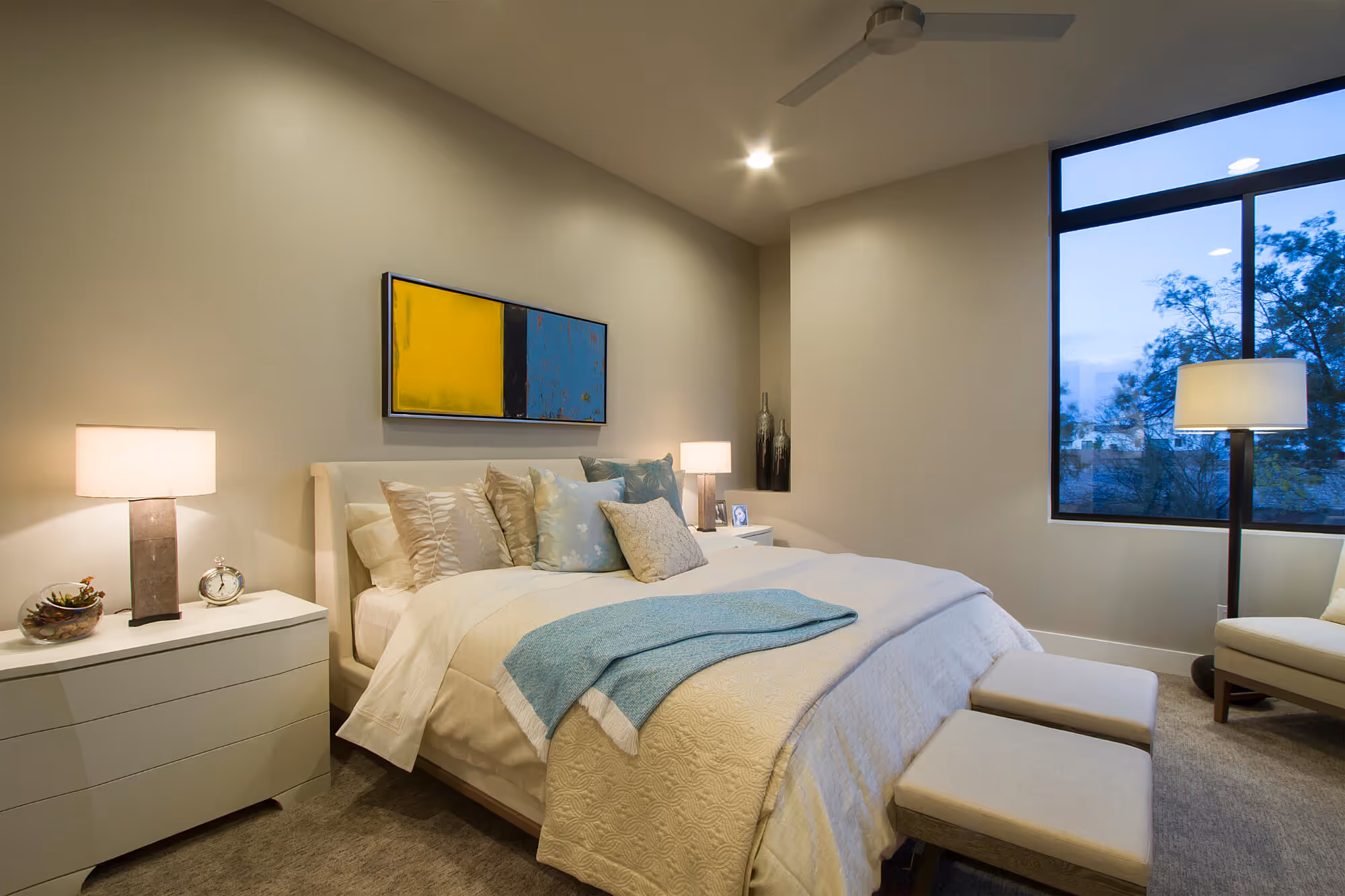 Transitional bedroom white duvet3 | Sesshu Design Associates