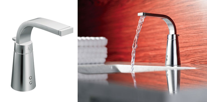 Moen destiny hands free bathroom faucet for Designer Tips for an Eco-Friendly Bathroom