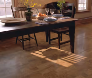 Cork is quiet and provides great cushioning underfoot.