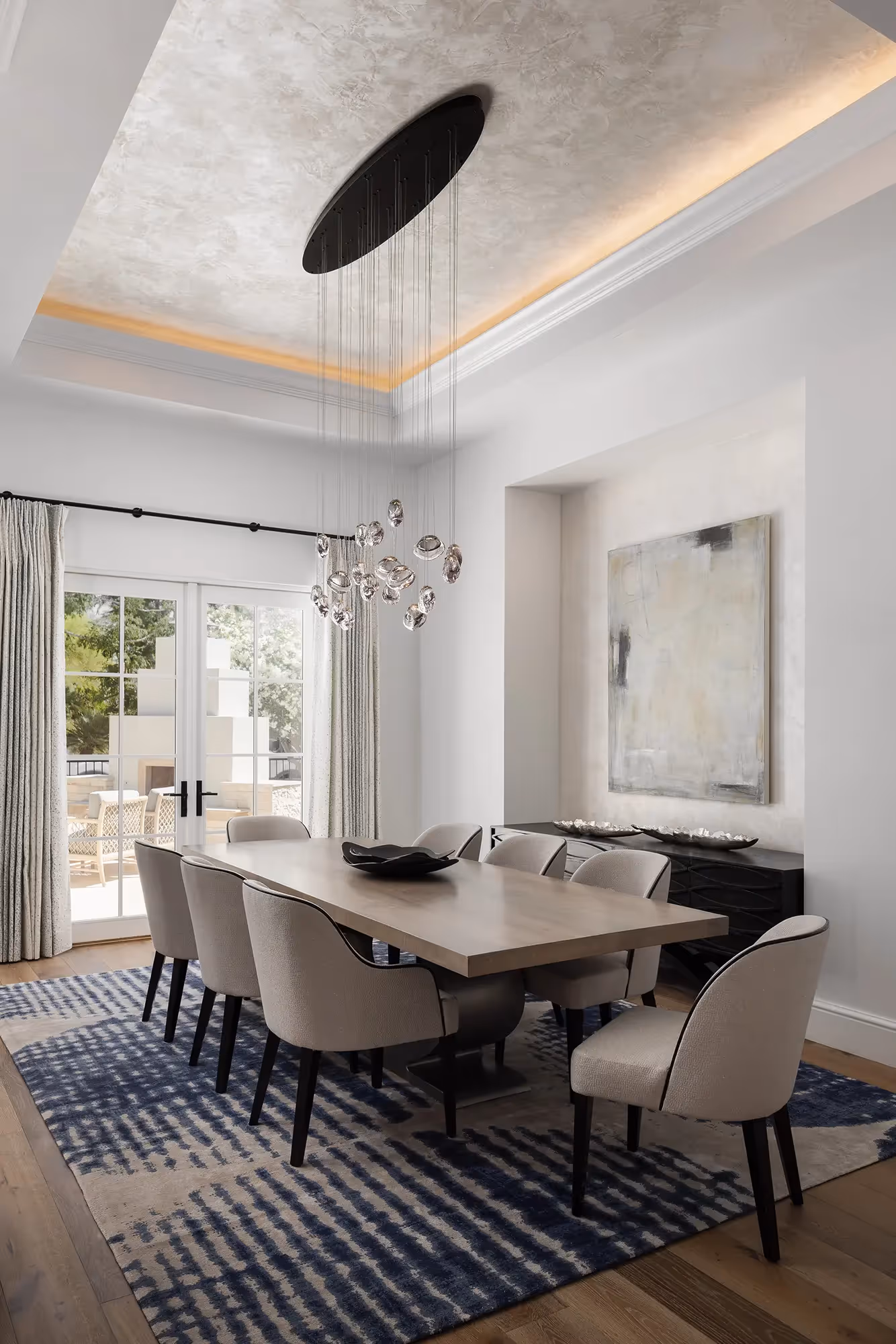 Custom dining room ceiling design scottsdale wellness home | Sesshu Design Associates