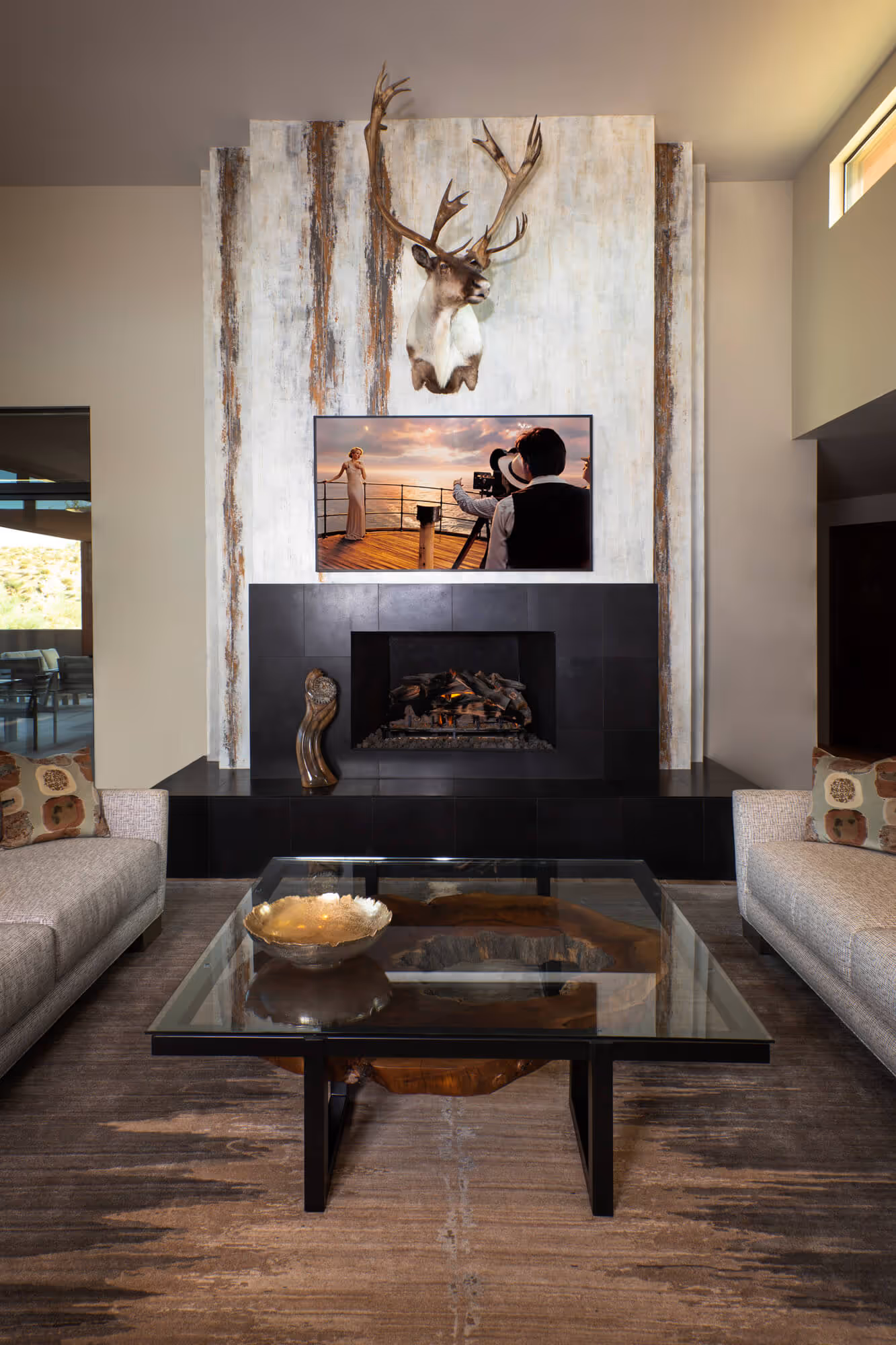 Modern livingroom glass top table 1 | Sesshu Design Associates